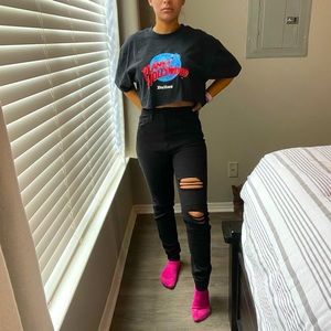 wild fable High Rise Skinny Black Torn Jeans